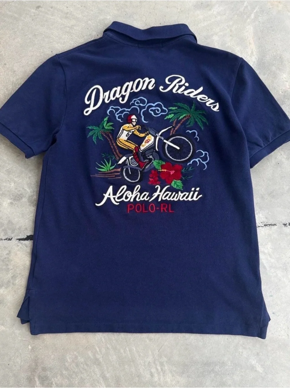 Polo Ralph Lauren Dragon Riders Hawaii Motorcycle Embroidered Polo Shirt